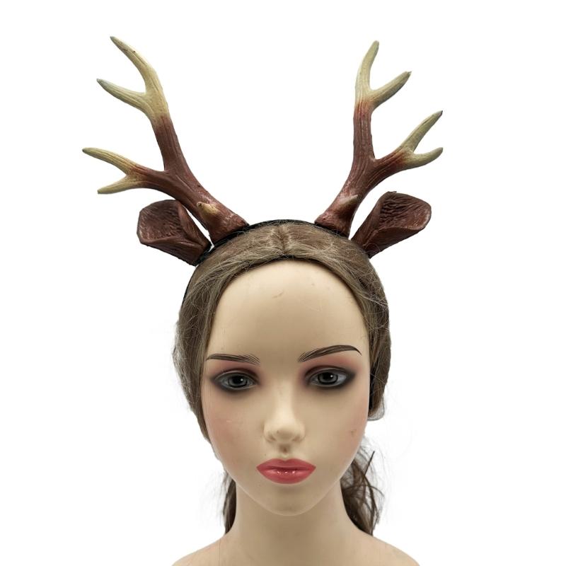 Realistic Deer Antler Hairband Reindeer Antlers Headband Animal Deer Ears Hairband Christmas Halloween Cosplay Costume