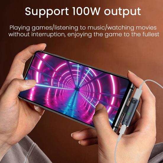 Адаптер USB C на 3,5 мм аудиоразъем с быстрой зарядкой PD 100 Вт, двухпортовый адаптер, универсальный адаптер для наушников