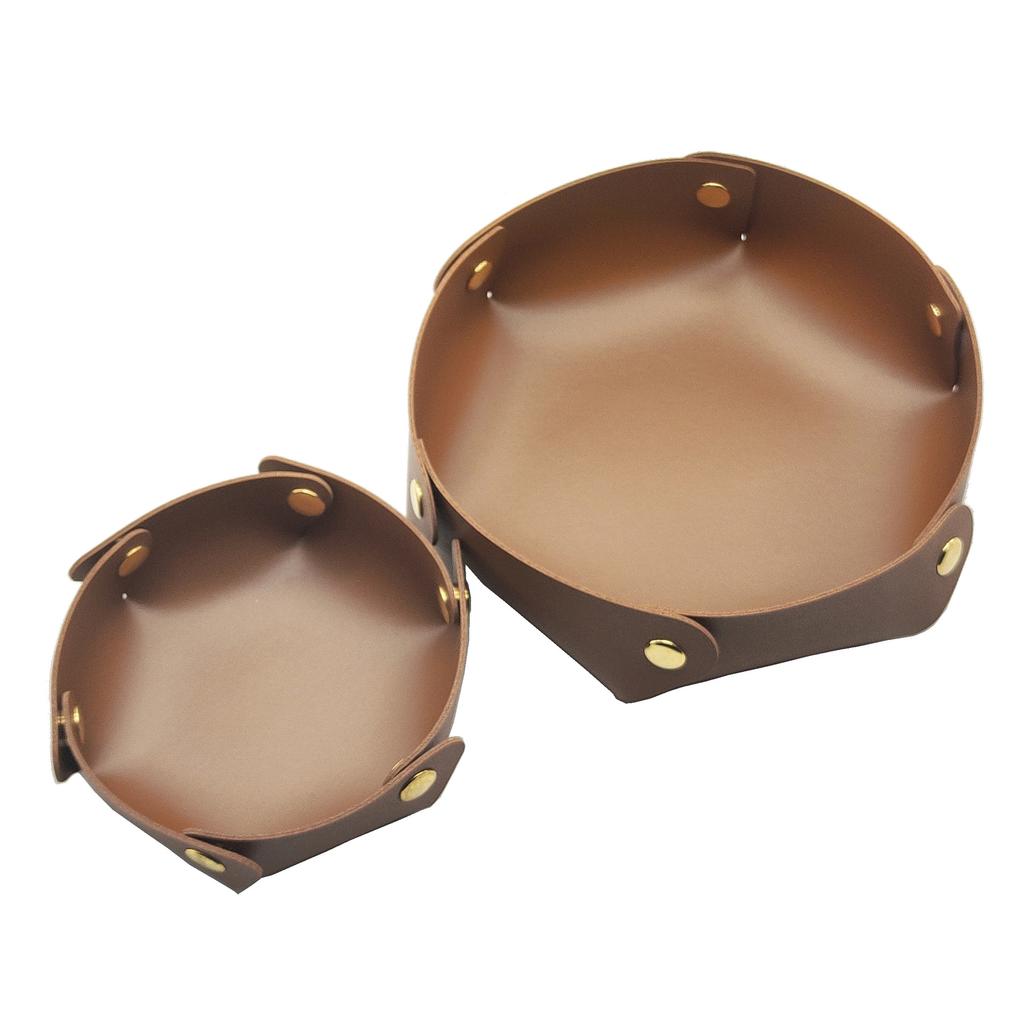 1PC Round PU Leather Storage Trays Desktop Key and Cosmetics Storage Tray Storage Box Detachable Table Small Objects Organizer