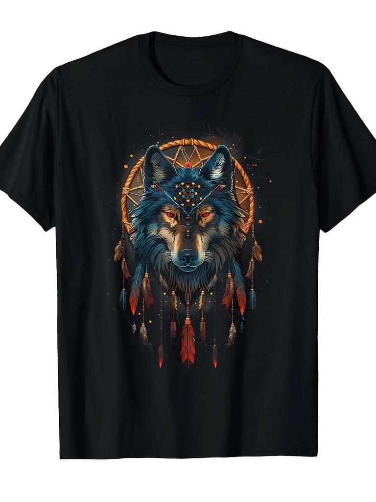 Men's & Women's Wolf Dreamcatcher Native American Tribal T-Shirt Sizes S-5XL