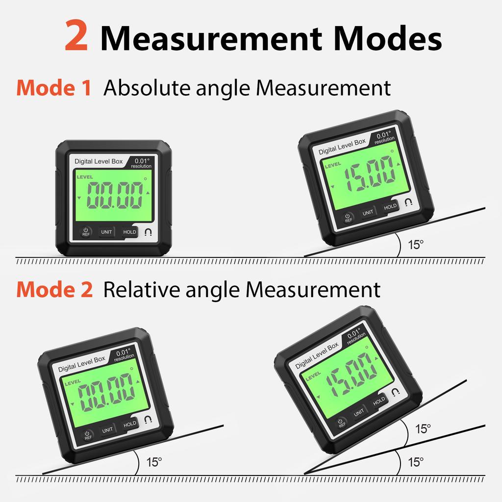 Digital Level Angle Gauge Mini Angle Finder Level Box Magnetic Base Back Light Bevel Gauges Inclinometer for Carpentry