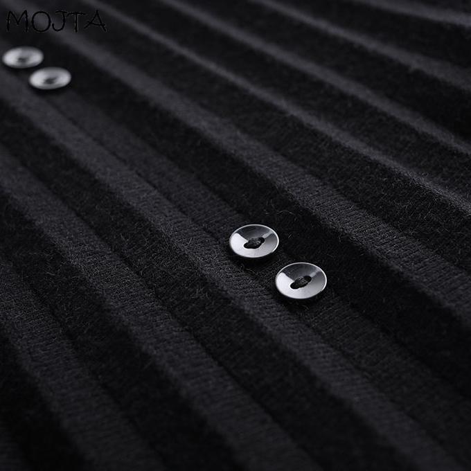 Осень-зима женская трикотажная юбка-миди женская юбка с высокой талией утепленная однотонная тонкая плиссированная юбка трапециевидной формы средней длины