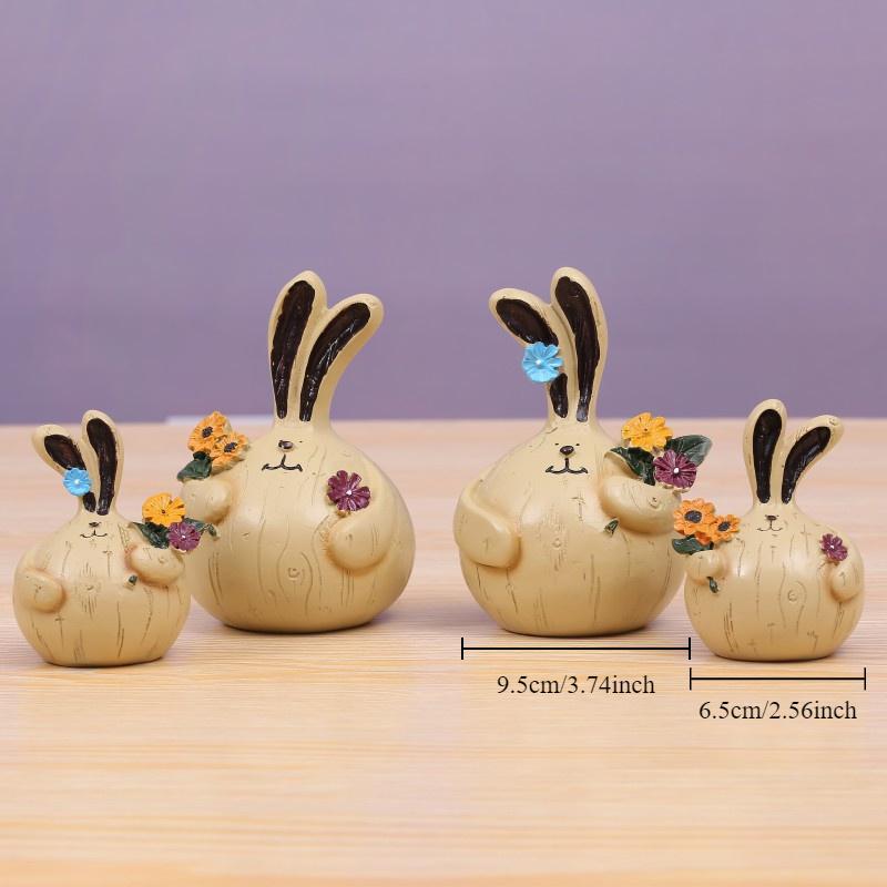 1 пара нежных пасхальных кроликов с чесноком, художественные изделия из смолы, украшение для стола, фигурка, украшение, пухлый кролик, фигурка ручной работы, животное, подарок на день рождения