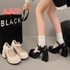 Fashion Elegant and Simple Women's Pumps 2024 Classic Round Toe Mary Jane Shoes Comfortable Square Heel Female Platform High Heels
