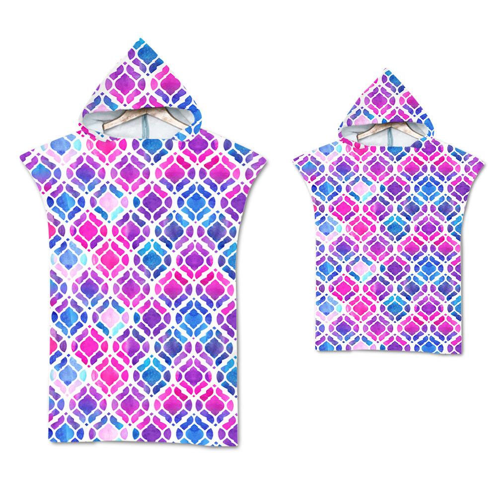 Радужная чешуя Микрофибра Пляжное полотенце Быстросохнущий Плащ с капюшоном Полотенца для гидрокостюма Взрослые Дети Родитель-ребенок Пончо Халат для плавания серфинга