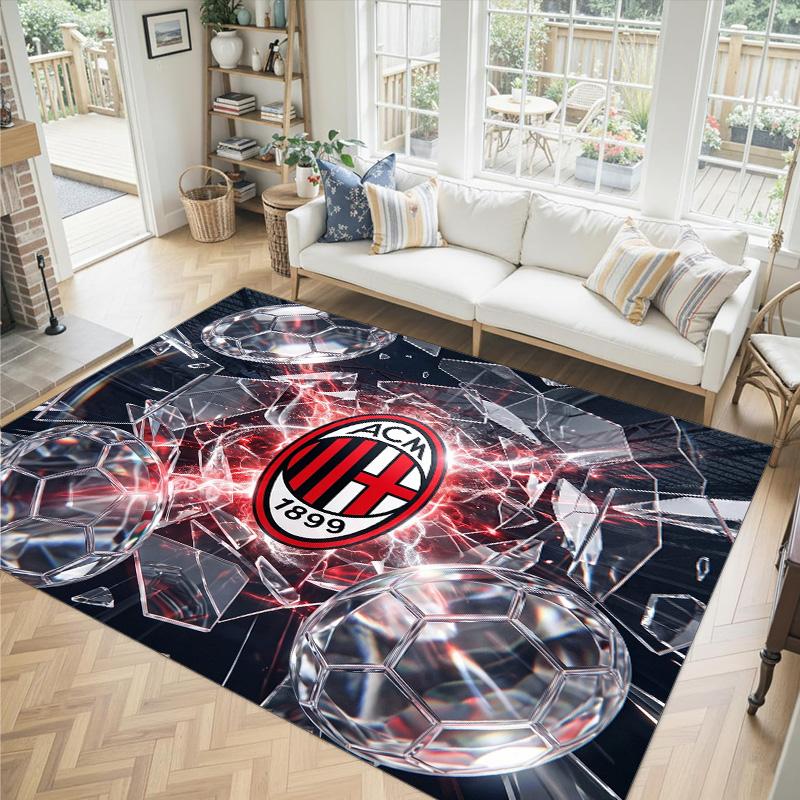 Дизайн AC Milan Кристальный Велюровый Ковер Уютный Не?Нескользящий ковер с принтом для спальни, гостиной, прихожей