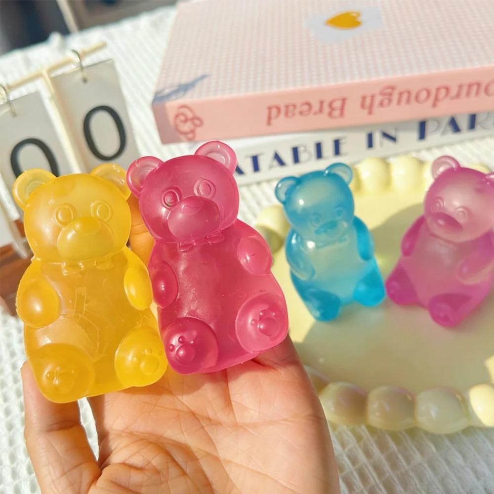 Tjelly Bear Squeeze Toy Slow Rebound Stress Relief Ball Cute Gummy Bear Shaped Decompression Fidget Toy