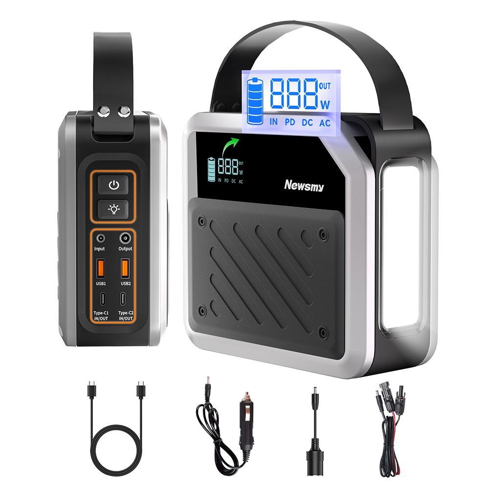 Портативная электростанция NEWSMY P72, 268 Вт 270 Втч/72000 мАч литий-железо-фосфатный аккумулятор с прожектором, 2×100 Вт USB-C PD, 5 выходов