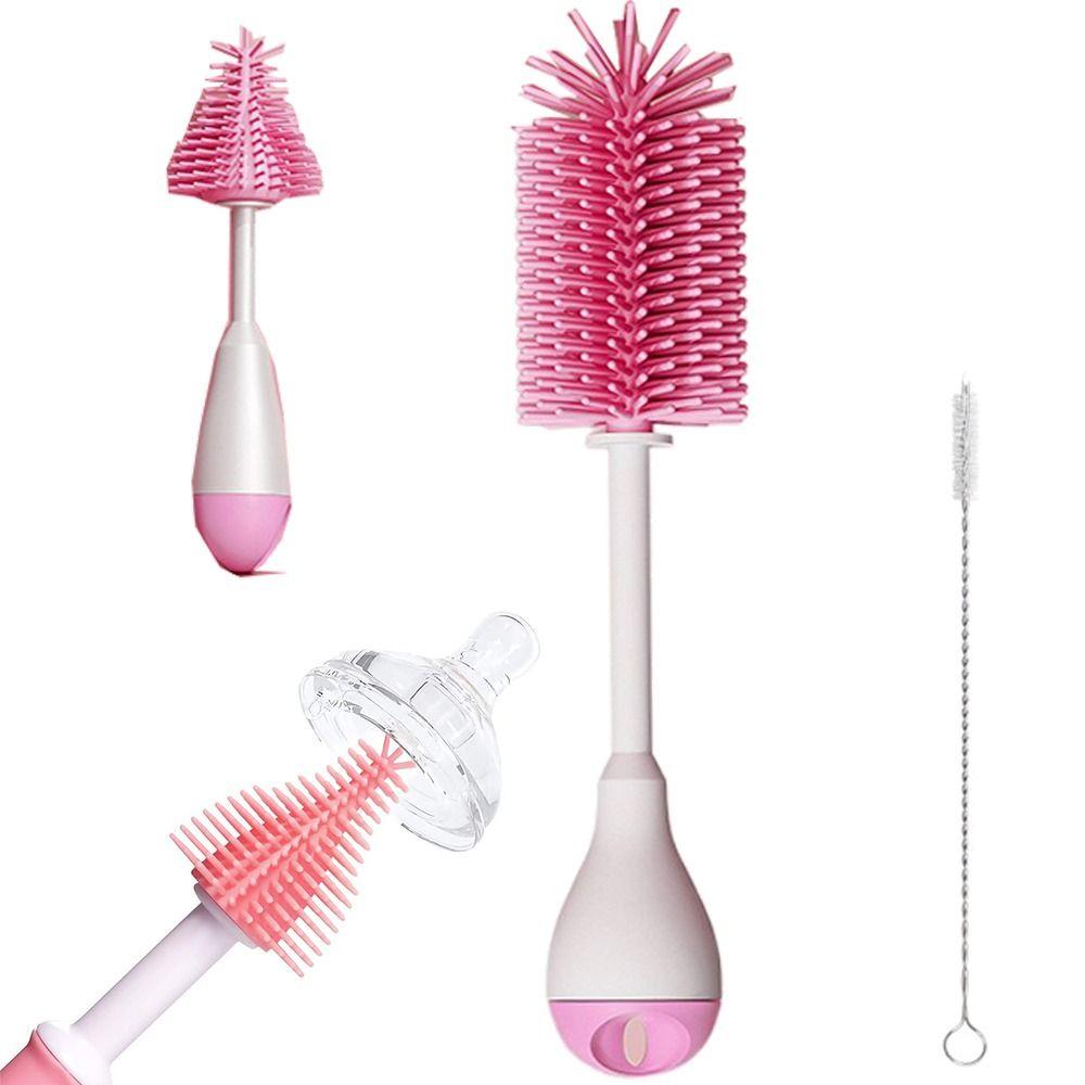 Long handle Baby Bottle Brush Set All-Round Silicone Feeding Bottle Cleaners Straws