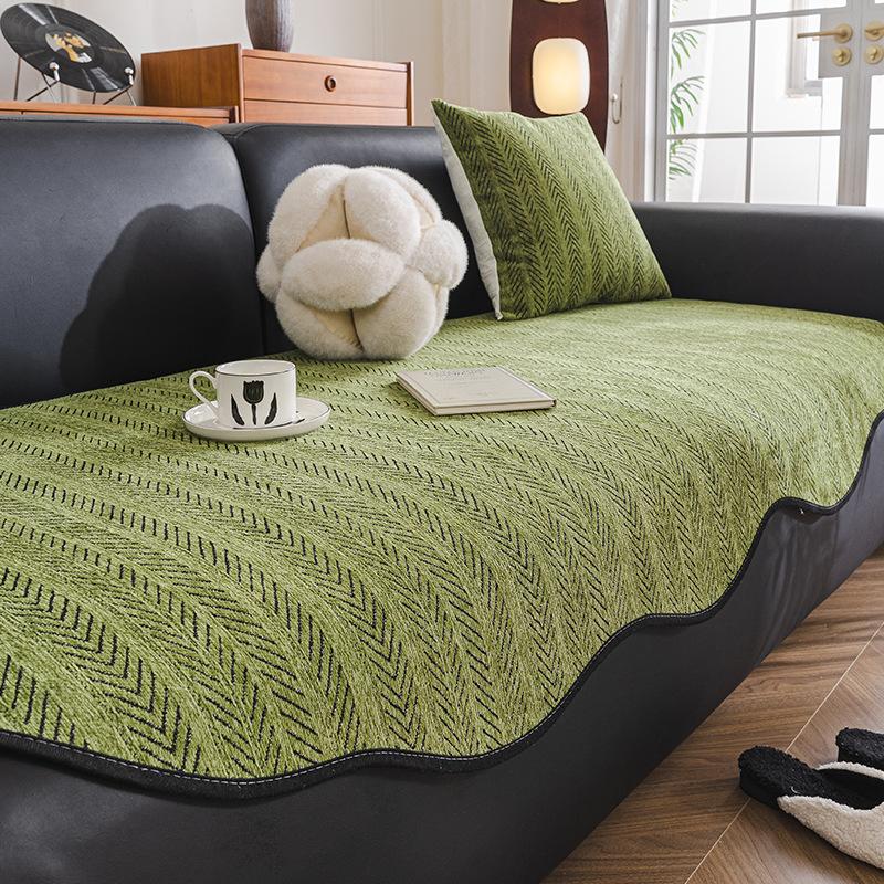 Irregular Special-Shaped Fish Bone Pattern Sofa Cushion, Universal Non-Slip Seat Cushion In All Seasons, High-Grade Straight Row Leather Sofa Cover