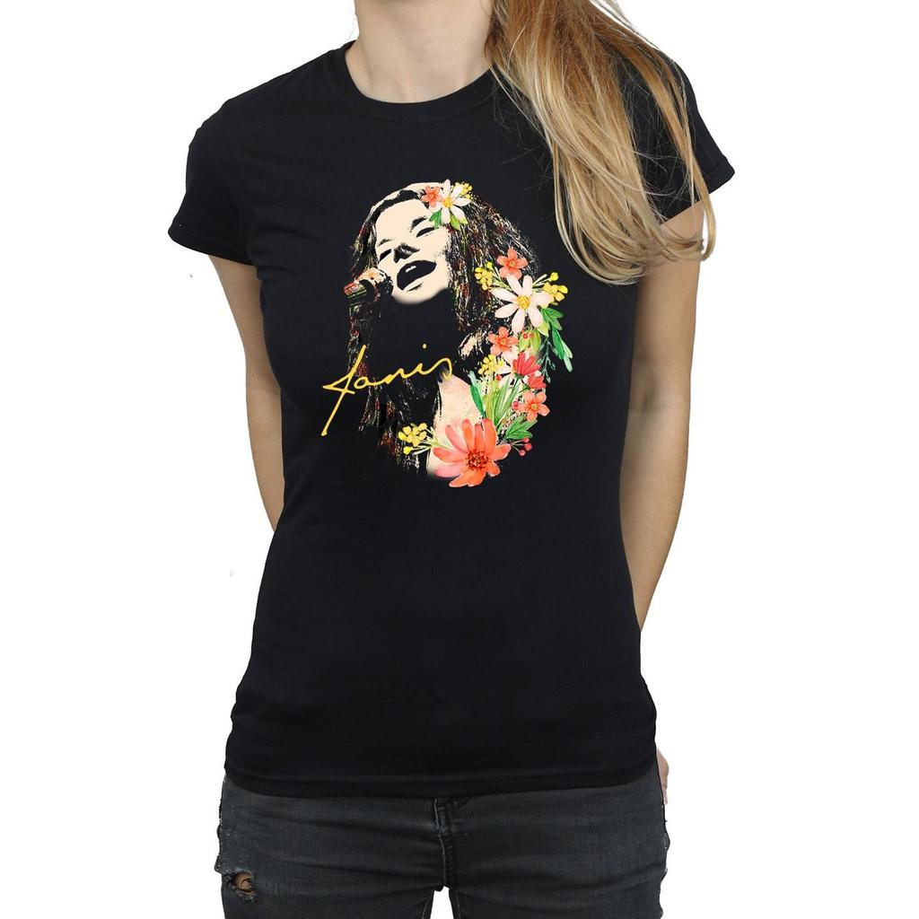Janis Joplin Womens/Ladies Floral Pattern Cotton T-Shirt