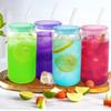 Durable 16 Oz Cup Cover Plastic Candy Color Glass Cup Lids Reusable Iced Coffee Cup Bowl Cover