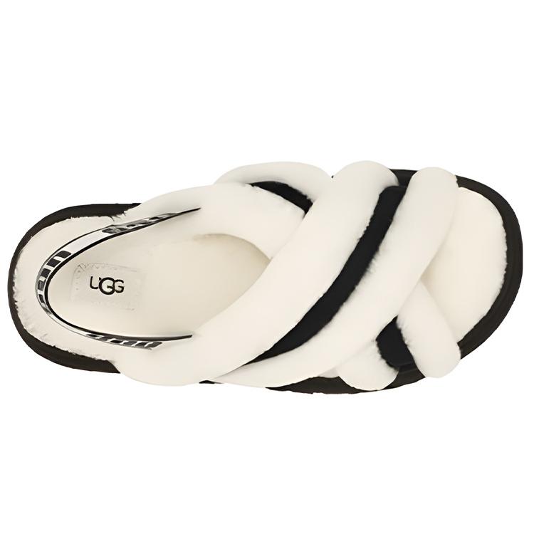 UGG DISCO Модные тапочки из овчины Женские Белые (унисекс) Сандалии на одной лямке 1121550 WHT