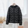 Winter New Knitted Hat Down Jacket Women's Short Light and Thin Korean Version Large Size Warm White Duck Down Hooded Jacket