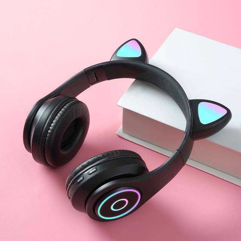 Светящаяся беспроводная Bluetooth-гарнитура с ушками кошки B39A