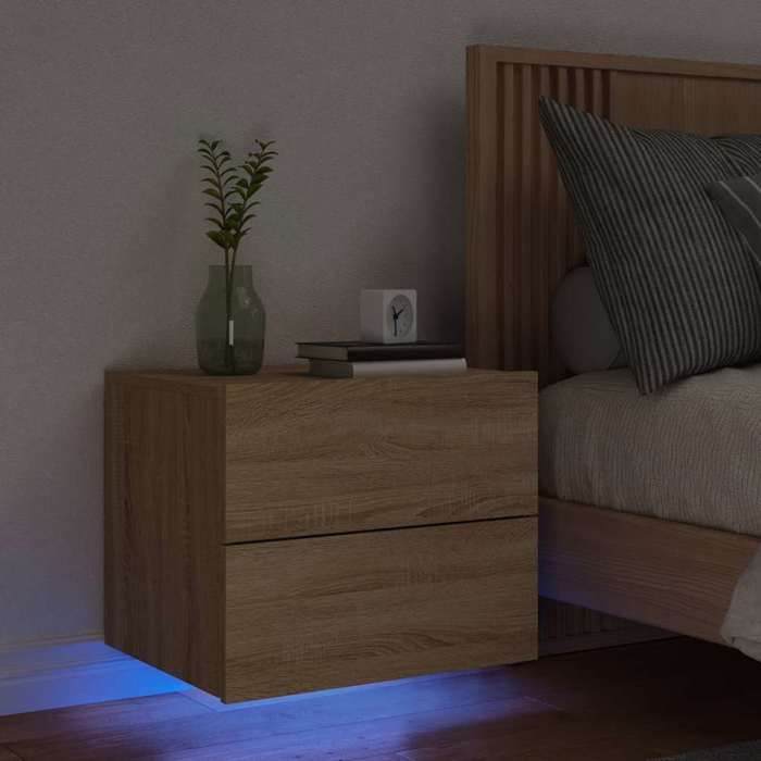 Table de chevet murale - Maison Exclusive - LED RVB intégrées - Chêne Sonoma - 50x39x41 cm