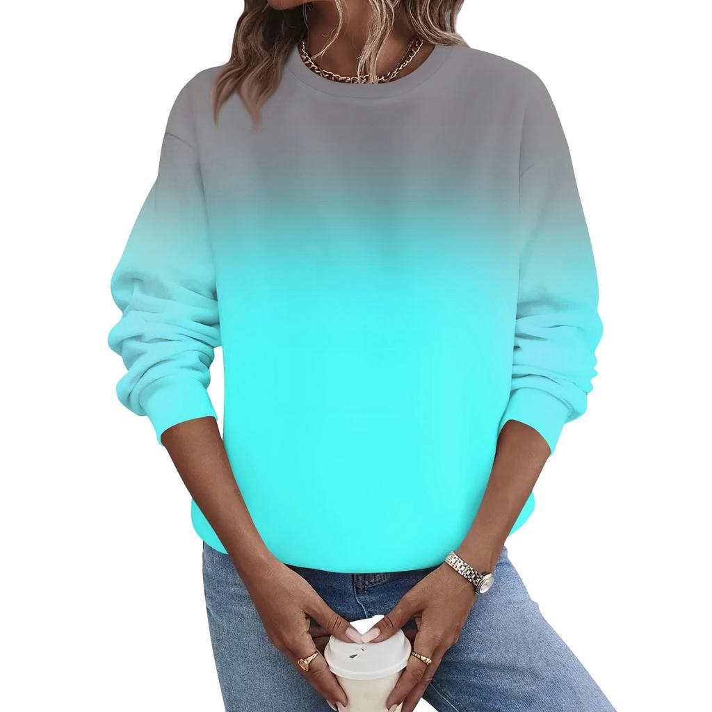 Женская осенне-зимняя повседневная толстовка с круглым вырезом и длинным рукавом с принтом