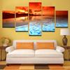 No Framed Sunset Glow Beach Sea Wave 5 Piece Wall Art Canvas Print Posters Paintings Painting Living Room Home Decor Pictures