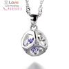 Fashion 925 Sterling Silver Love Heart Zircon Hollow Magic Cube Pendant Necklace For Women Wave Chain 45cm