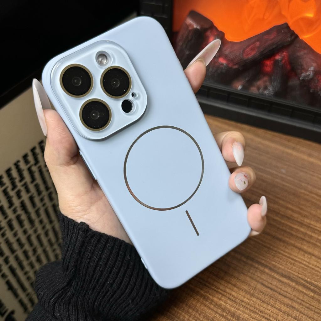 Applicable To Apple 16promax Skin-feeling Thin Circle Magnetic Suction Phone Case Crystal Lens IPhone 15 Protective Case Full Package