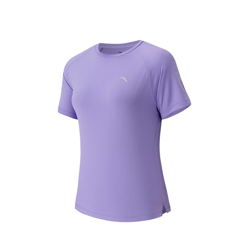Anta Женский летний вязаный топ с коротким рукавом, футболка Phoenix-Dance-Purple 962627116-3