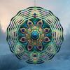 10 Inch 3D Laser Cut Metal Wind Spinner Geometric Peacock Feather Design 360 Rotating Hook Outdoor Indoor Garden Decor Housewarming Gift for Women Men
