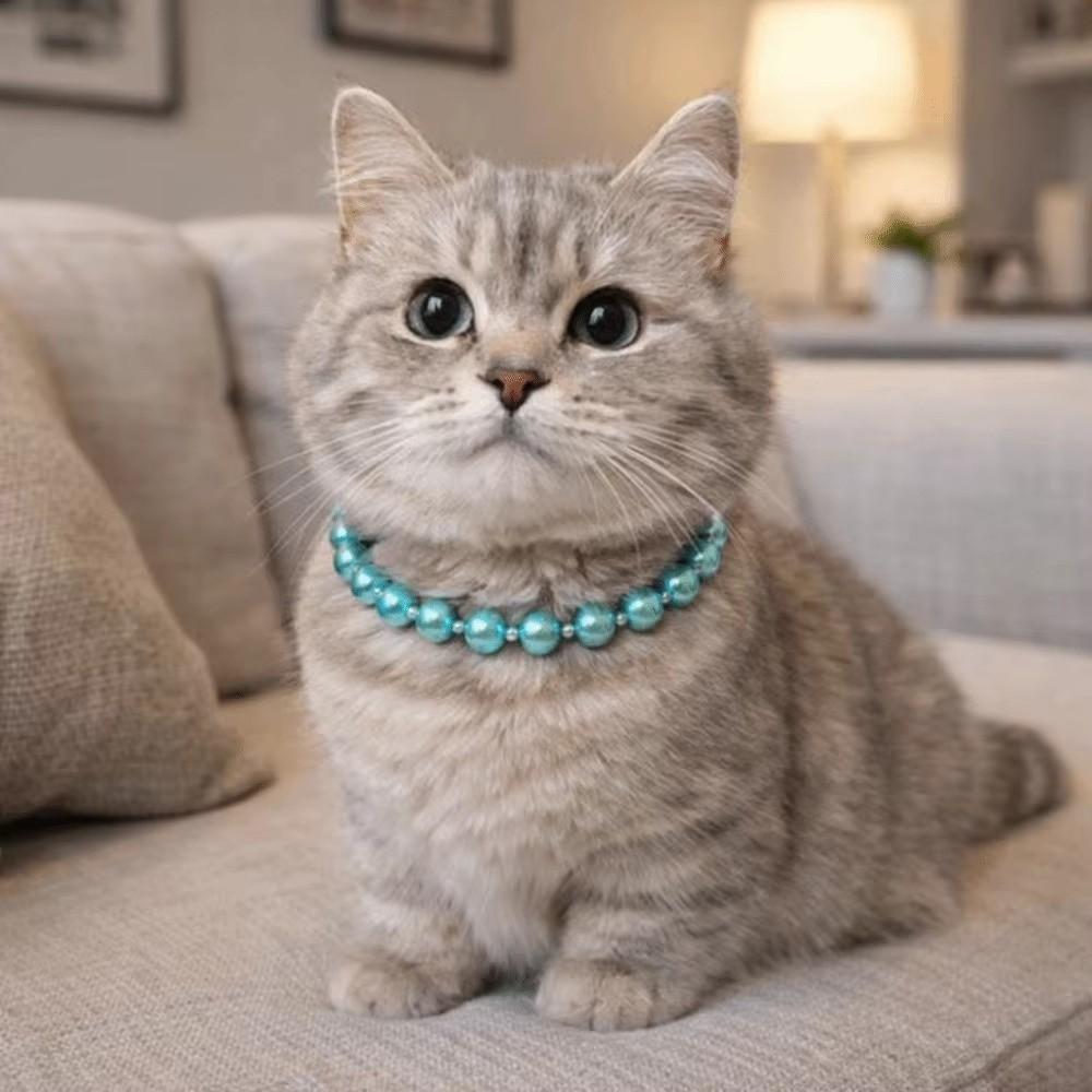 Lace Bow Decor Bling Cat Necklace Imitation Pearl Dog Neck Jewelry Pet Daily Wear