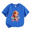 Kids Boys Girls 100% Cotton Crew Neck Short Sleeve T-Shirt, Cute Princess Anna Floral Print Casual Summer Soft Breathable Tee for Children Daily Wear