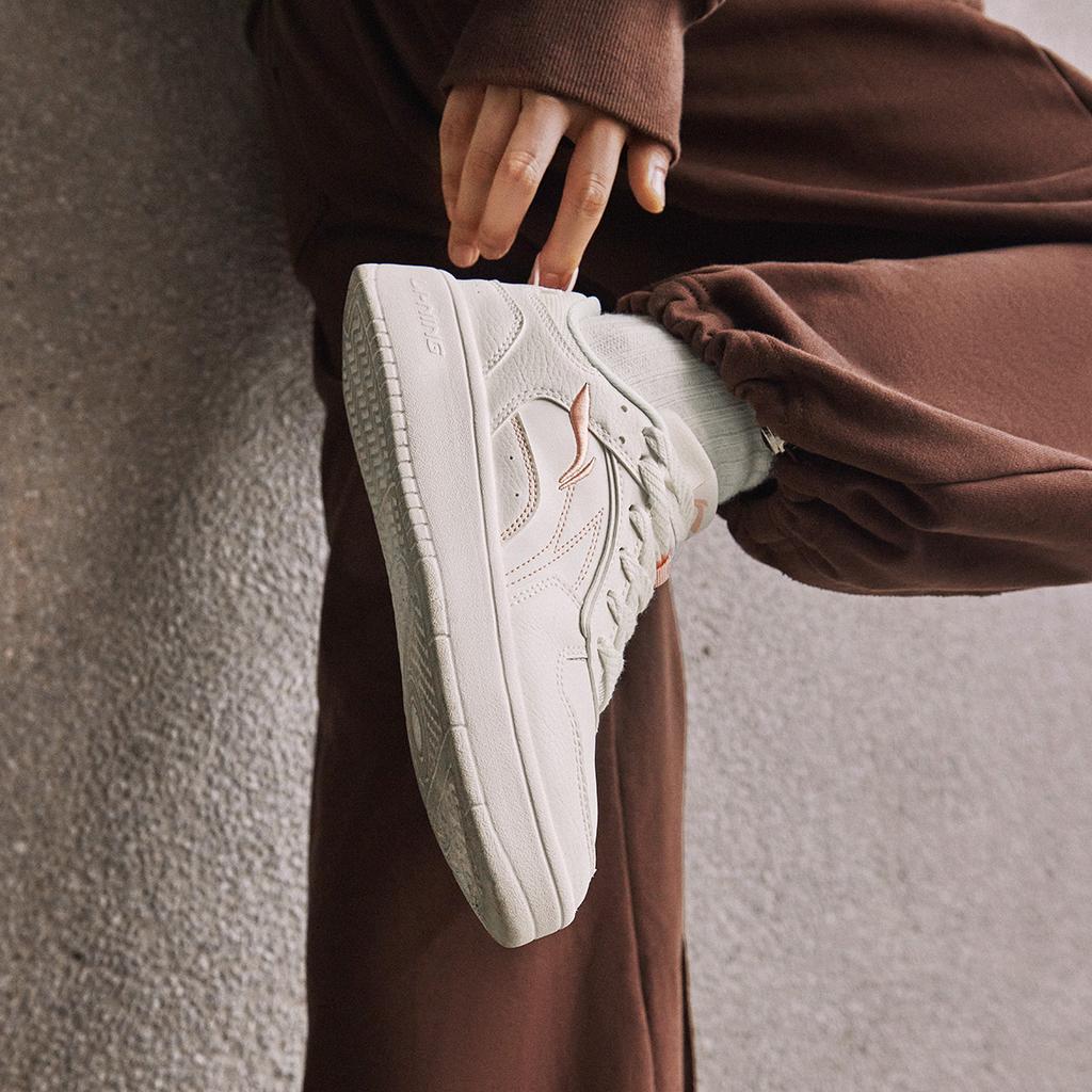 Li Ning Sui Sui Casual Versatile Thick Sole White Sneakers Non-Slip Wear-Resistant Breathable Height Increasing Low-Top Skate Shoes AGCT148-2
