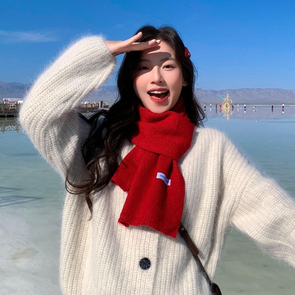 Versatile Warm Neck Warmer Coldproof Solid Color Knitted Scarf Windproof Scarves Bib Autumn and Winter
