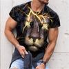 Summer Animal Wolf Print Men's T Shirt Round Neck Short Sleeve Loose Tops Casual Male Tees Oversized T Shirts 6XL