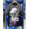 Vintage Washed Cotton Long Sleeve Tee With Bold Letter Print Loose Fit Crewneck Men