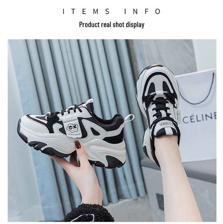 Модные женские туфли для пап из натуральной кожи на толстой подошве 2024 года — модный и спортивный универсальный стиль