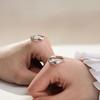 Weddings Valentine's Day Present Couple Rings Adjustable Mountain and Sea S925 Silver Plated
