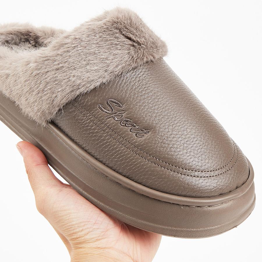 Мужские зимние тапочки для дома, теплая меховая плюшевая подкладка, подошва из ЭВА, домашние тапочки, водонепроницаемый верх, удобная домашняя обувь из пены с эффектом памяти, большие размеры