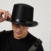 Черный цилиндр из полиэстера, фетра, атласа, шляпа волшебника, шляпа джентльмена, аксессуары для костюмов для вечеринок, один размер подходит для большинства взрослых детей