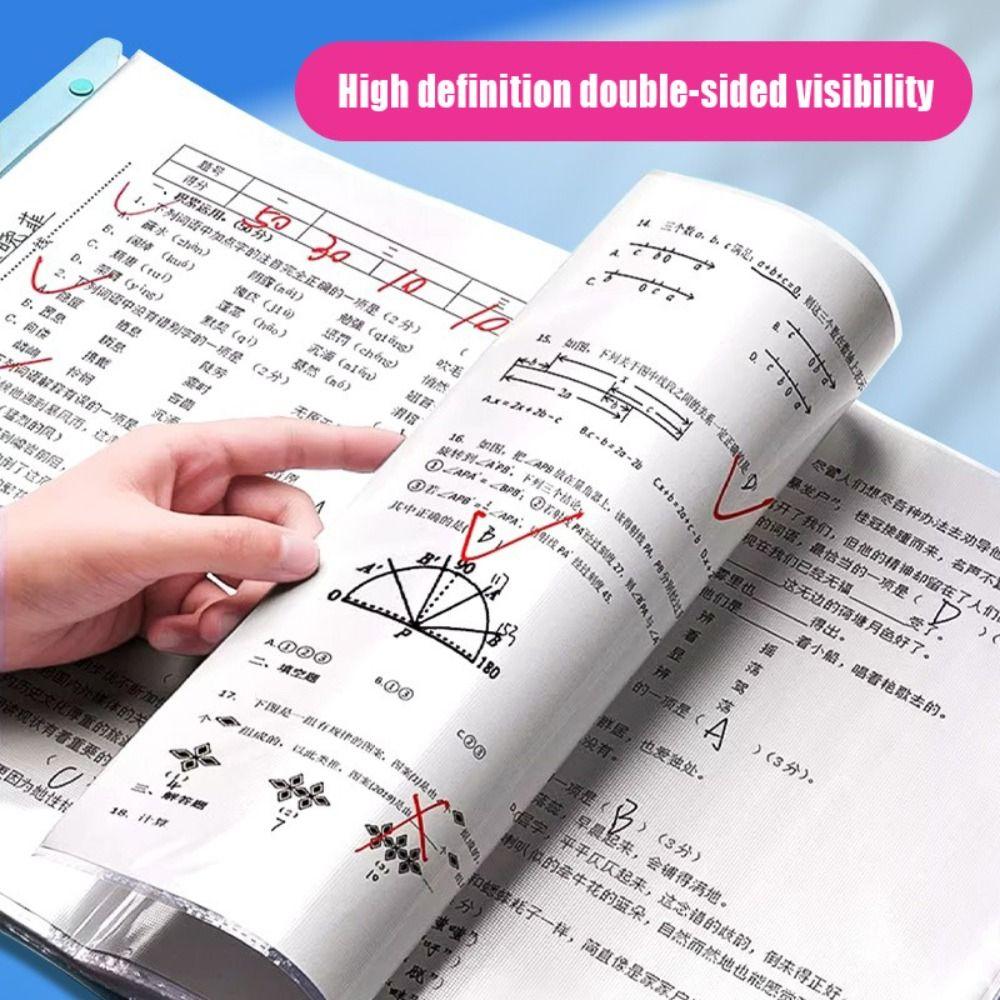 Transparent A3 File Folder Gradient Color Insert Paper Storage Booklet Document Organizer  Students