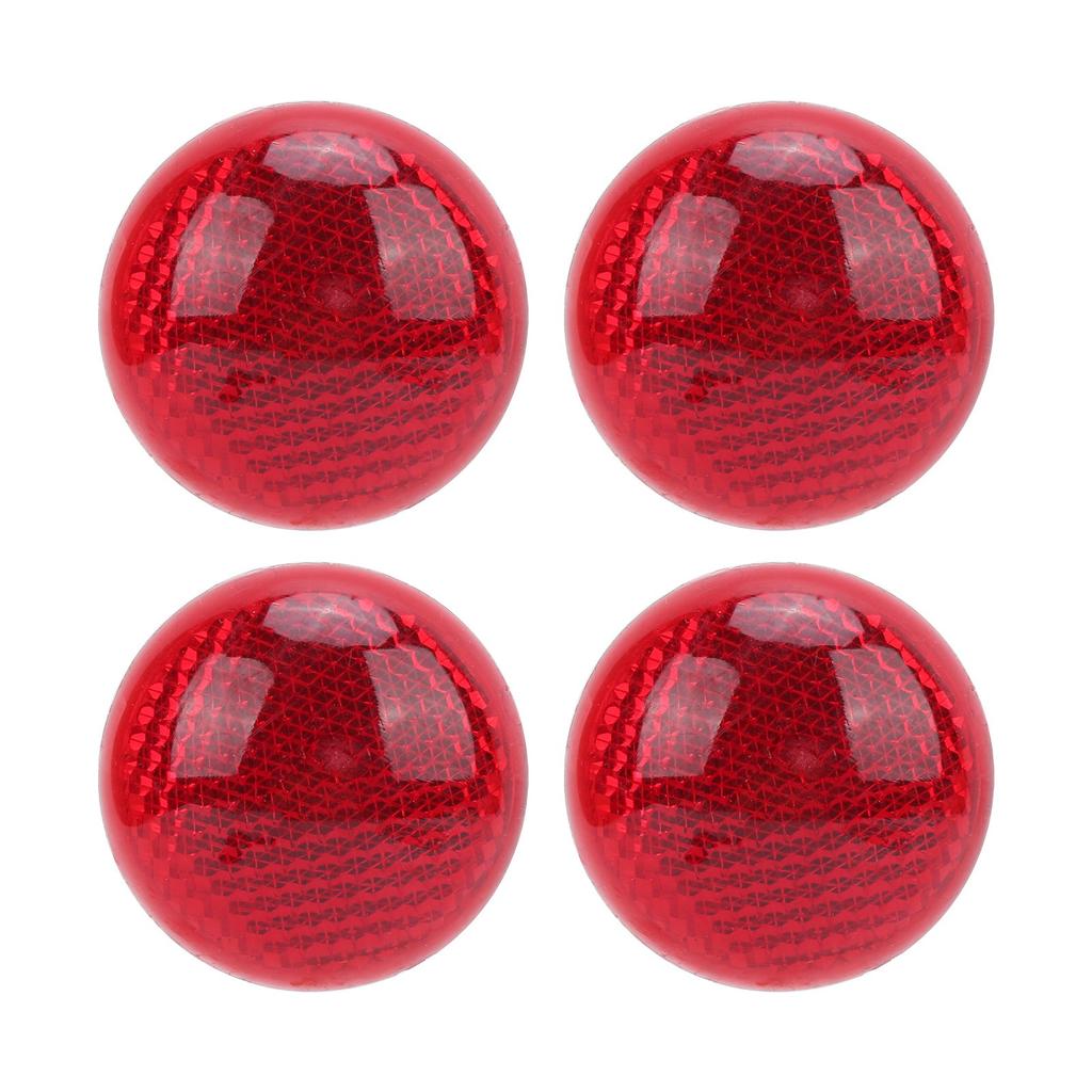4PCS Red Reflector Round 3Dimensional ABS Decoration Protection Decal for Automobile Motorcycle