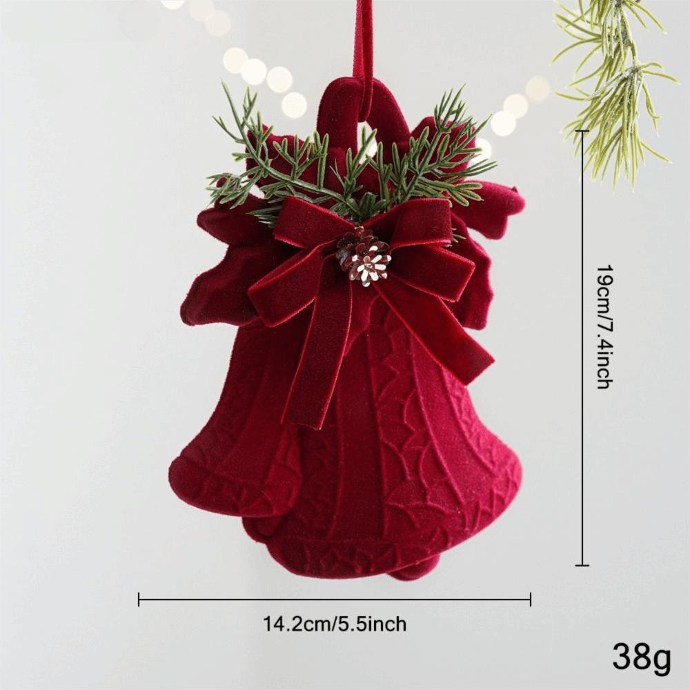 Plastic Tree Topper Wine Red Color Xmas Bell Festive Vibe Hanging Bauble Xmas Tree Decor