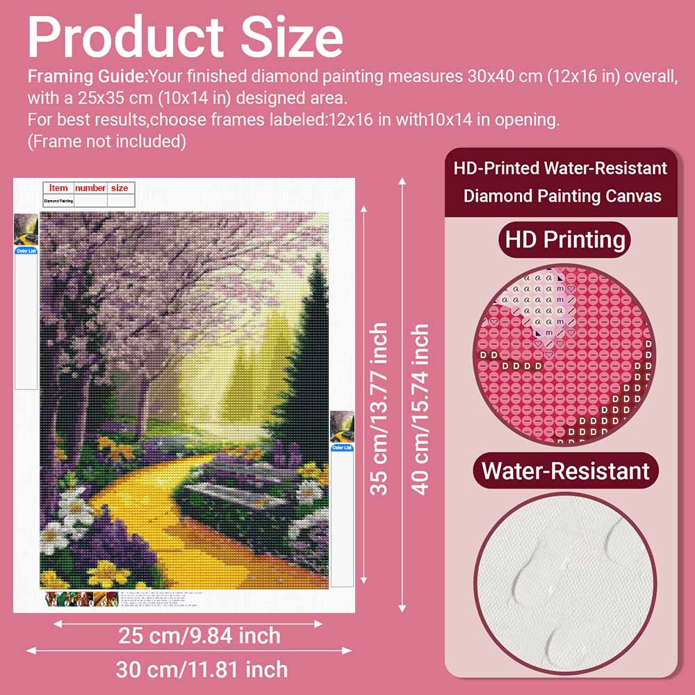 Diamond Painting Kit – DIY Diamond Art. Handmade Gift for Friends and Family. Garden Path Landscape Home Decor Artwork (Full Round Drills)