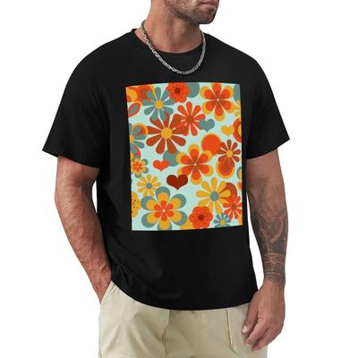 Футболка Flower Power 70-х годов, винтажная одежда, блузка, простая одежда для мужчин