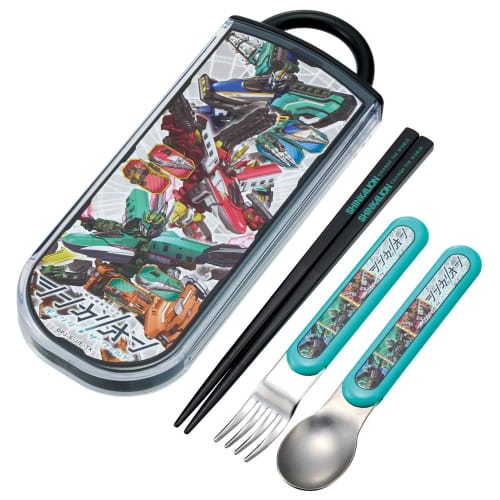 Skater Children's Lunch Box Trio Set Chopsticks Spoon Fork Kids Cutlery Antibacterial Treatment Easy To Open Sliding Type Made In Japan Shinkalion Wor