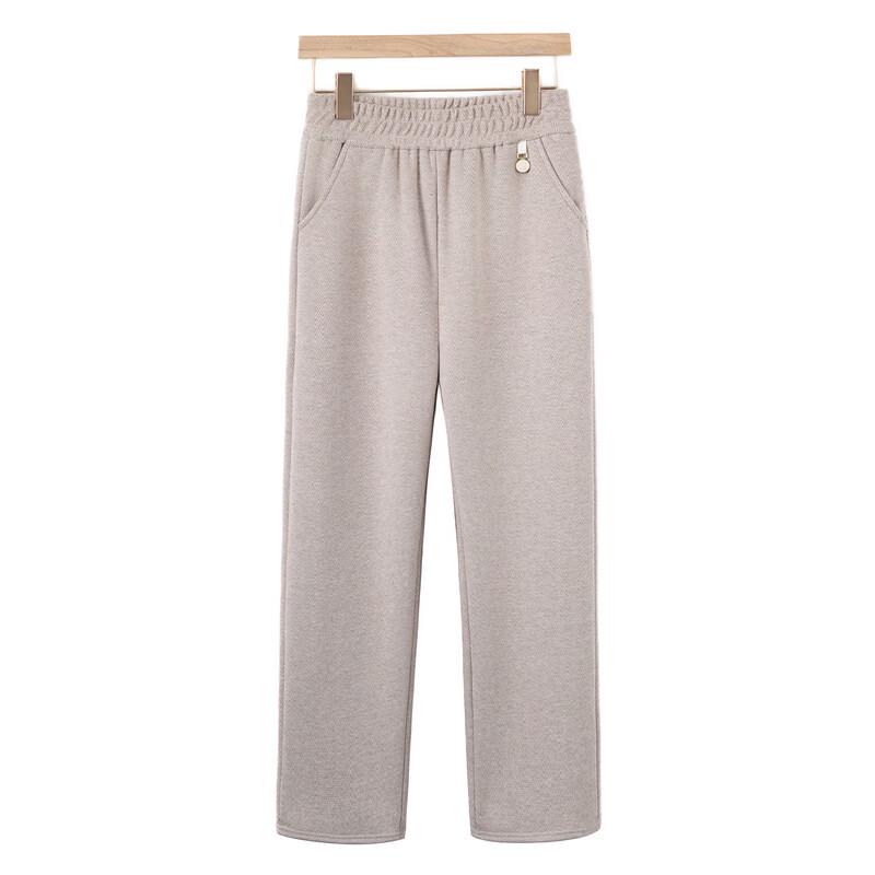 Hengyuanxiang Women's Elastic Waist Straight-Leg Trousers