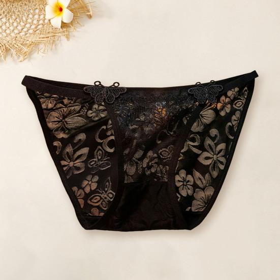 Женские трусики, прозрачные кружевные цветочные вышивки, аппликация, мягкая сетка, хлопковая промежность с низкой талией, тонкие мягкие дышащие трусы с бантом, декор, женские трусы