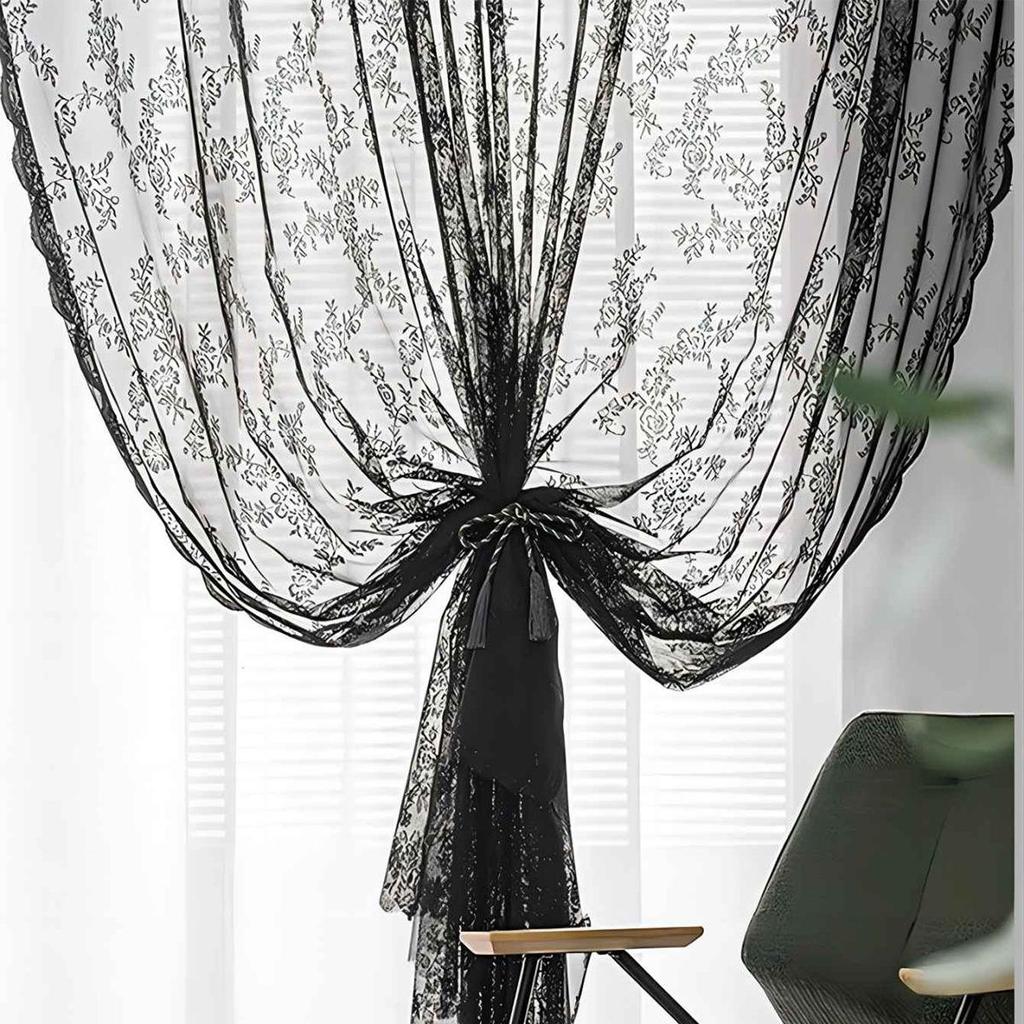 Lace Warpknitted Curtain Edging Crossborder Rod Pocket Sheer Countryside Outdoor Finished Curtains