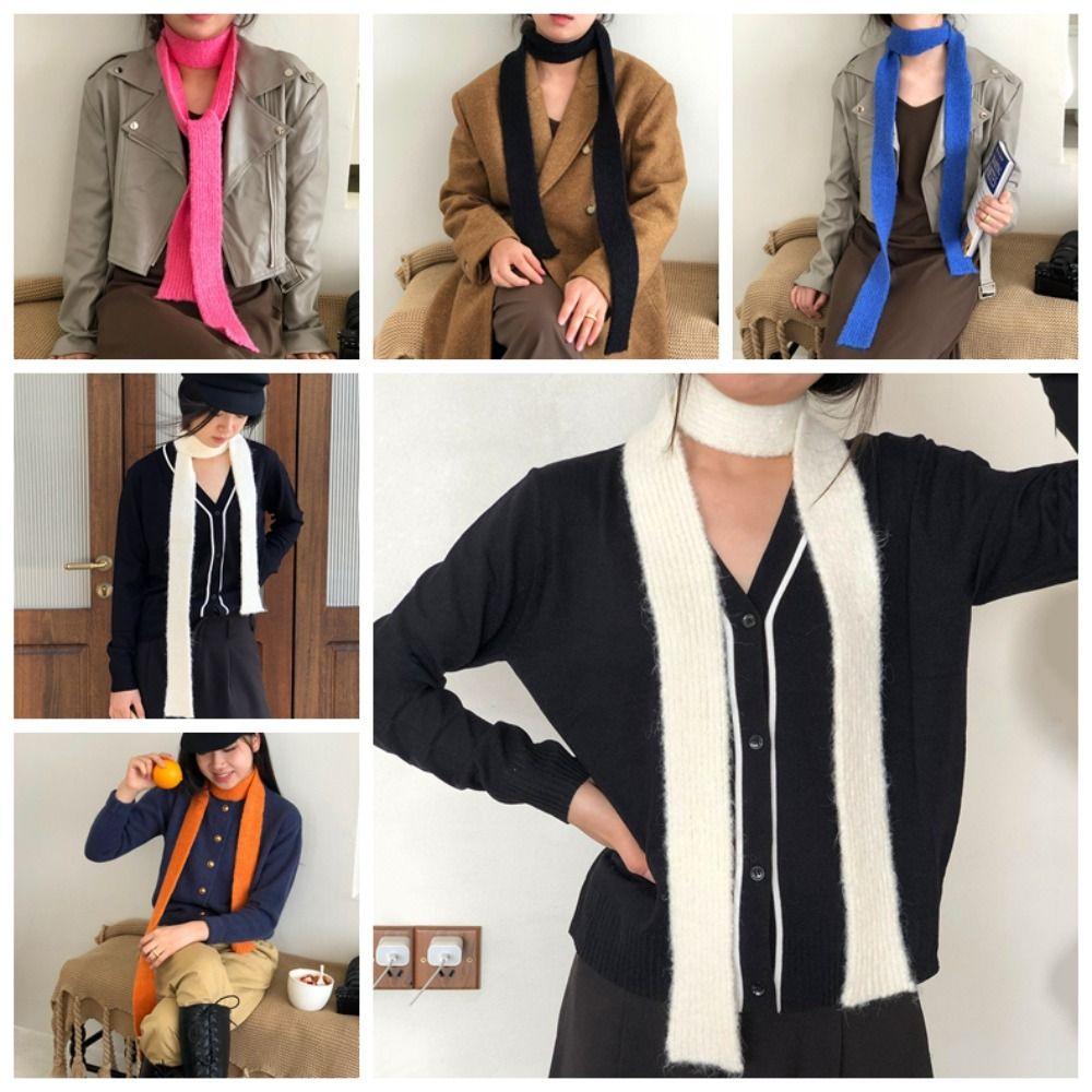 Harajuku Wool Shawl Y2K Long Narrow Scarves Soft Knitted Scarf Streetwear