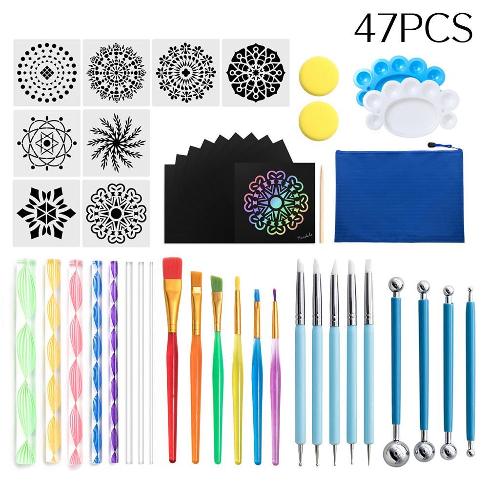 Mandala Dotting Tools: 26-Piece Set with Painting Templates, Dotting Pens, Ball Stylus, Rubbing Sticks & Creative Embellishments.
