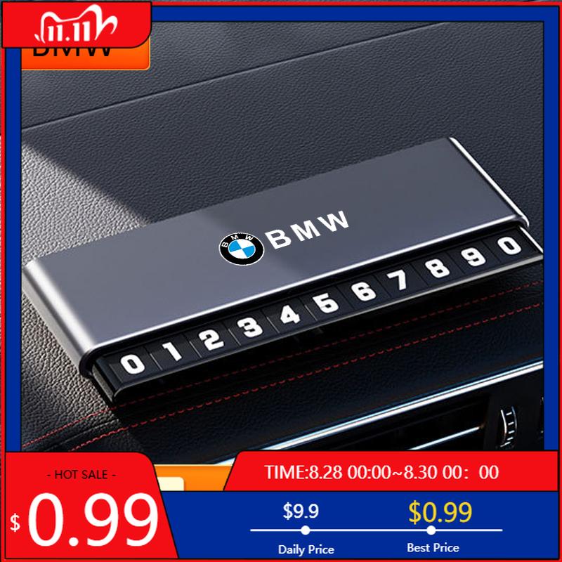 BAGG9 Car Sticker Aluminium Alloy Car Temporary Parking Card Phone Number Plate For BMW M Emblem M3 M5 X1 E46 E36 E34 F10 E90 F30 E60