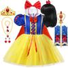 Halloween Girls Snow White Princess Dress Carnival Birthday Costume Party Clothes Dress+Headband+Cape 3PCS Outfits Girls Dresses