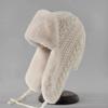Korean-style Winter Plush and Thick Wool Hat for Women Cute Knitted Hat with Earflaps Skiing Hat for Cycling Warmth and Lei Feng Hat